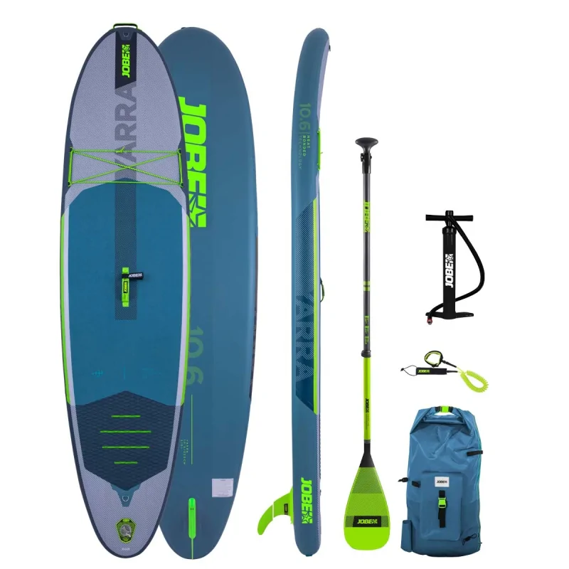Tabla de paddle surf Jobe Yarra 10.6 azul con remo de fibra de vidrio Tabla de paddle surf Jobe Yarra 10.6 azul con remo de fibra de vidrio